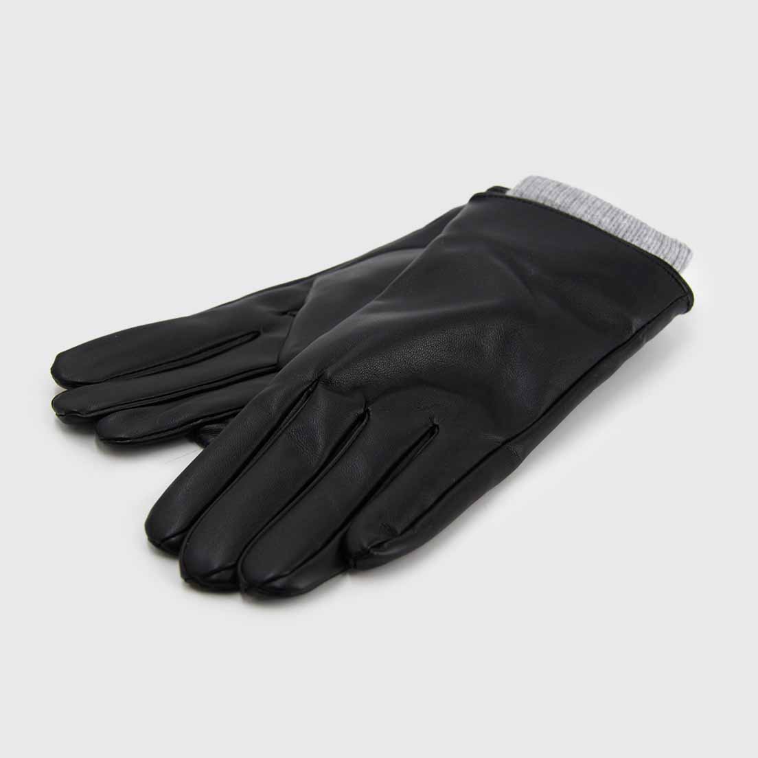Guantes de cuerina borde canalé