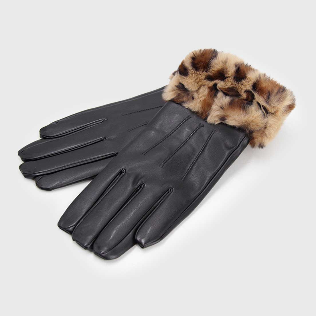 Gunates de cuerina animal print