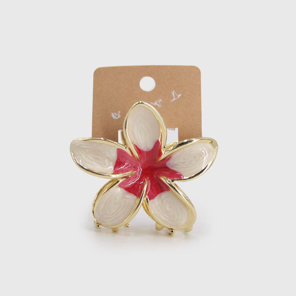 Hair Clip Flor Hibisco Esmaltada